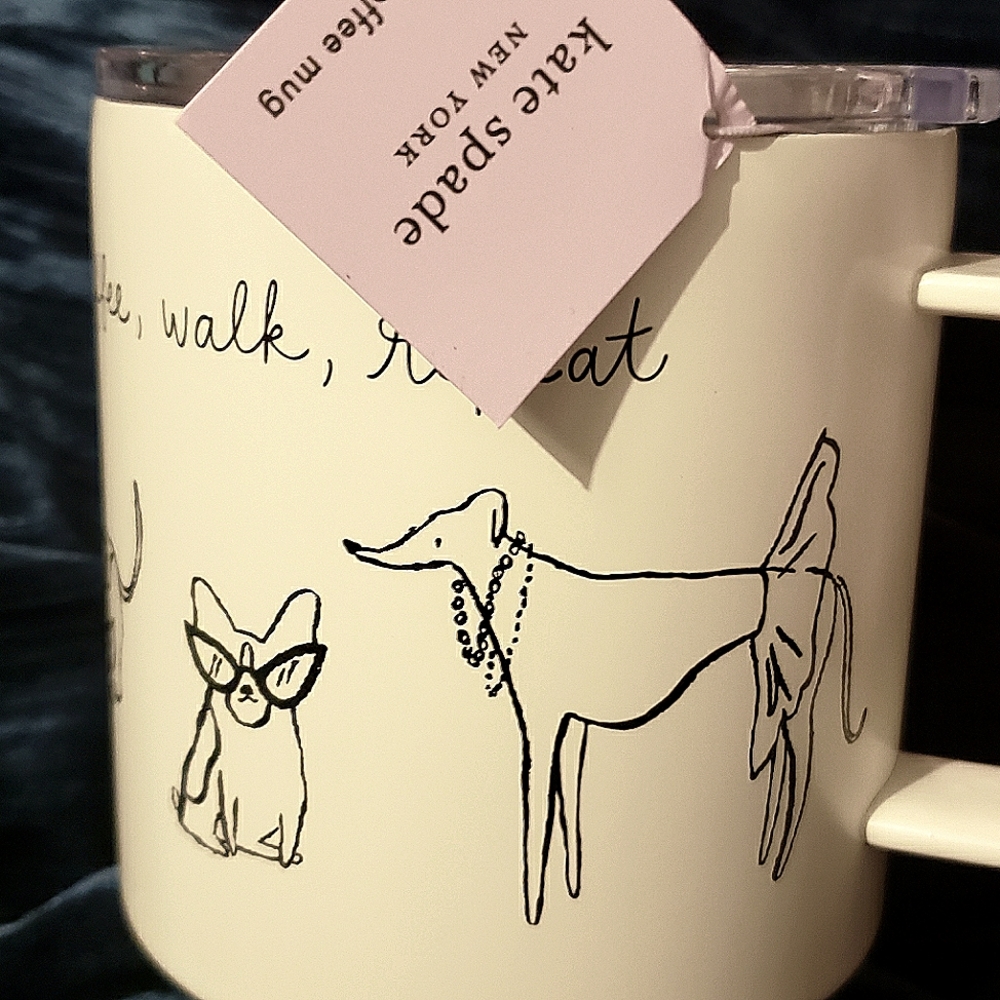 💥BUY 2 GET 1 FREE  Kate Spade Dog Party Stainless Stell 16oz Insulated Tum… - Picture 3 of 5